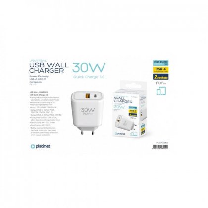 WALL CHARGER PLCPD30W USB-A USB-C PLATINET